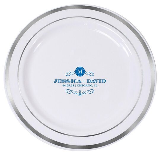 Initial Scroll Premium Banded Plastic Plates